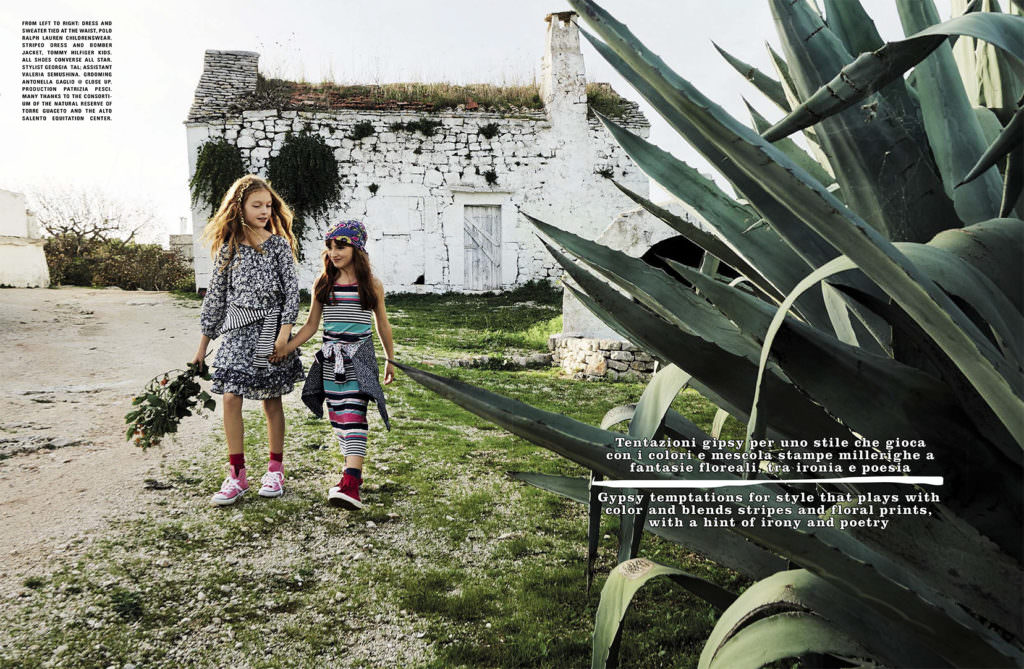 Beautiful Italian countryside for a kids fashion story by Marco Tassini