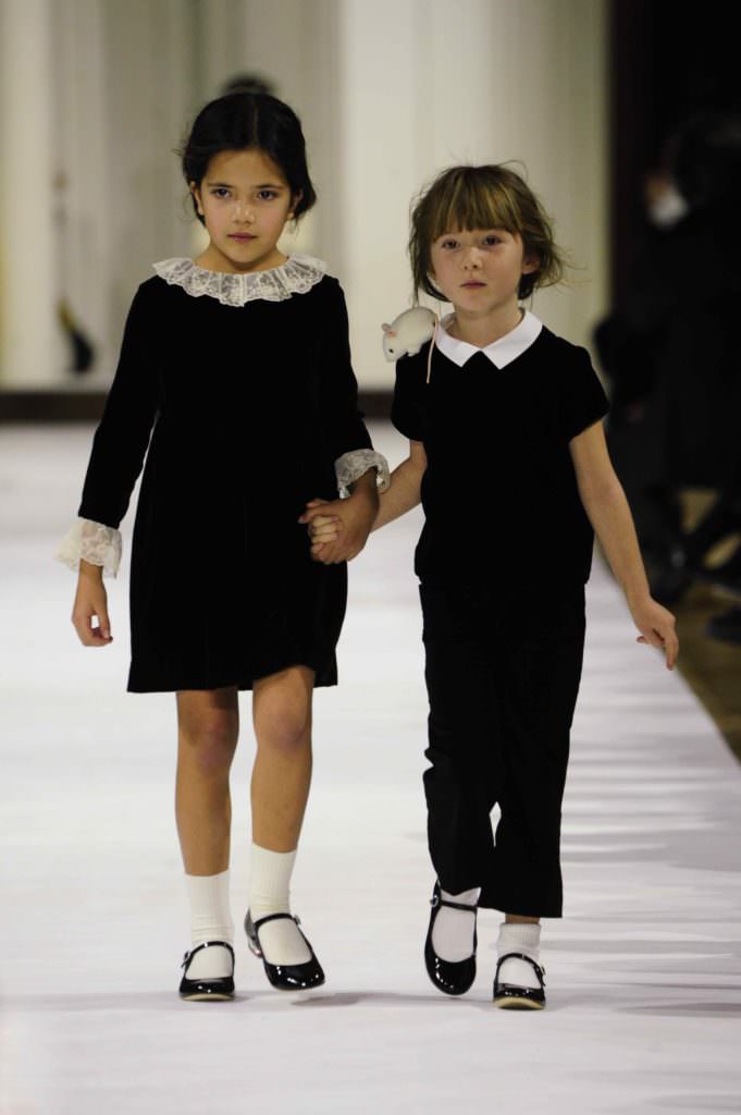 Black velvet and white crisp collars at Bonpoint kids fashion for fall 2017