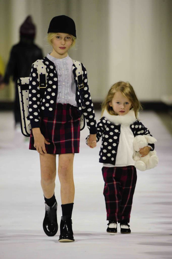 Plaids are all over the kids fashion collections for next winter and here Bonpoint mix them up with monochromatic spots