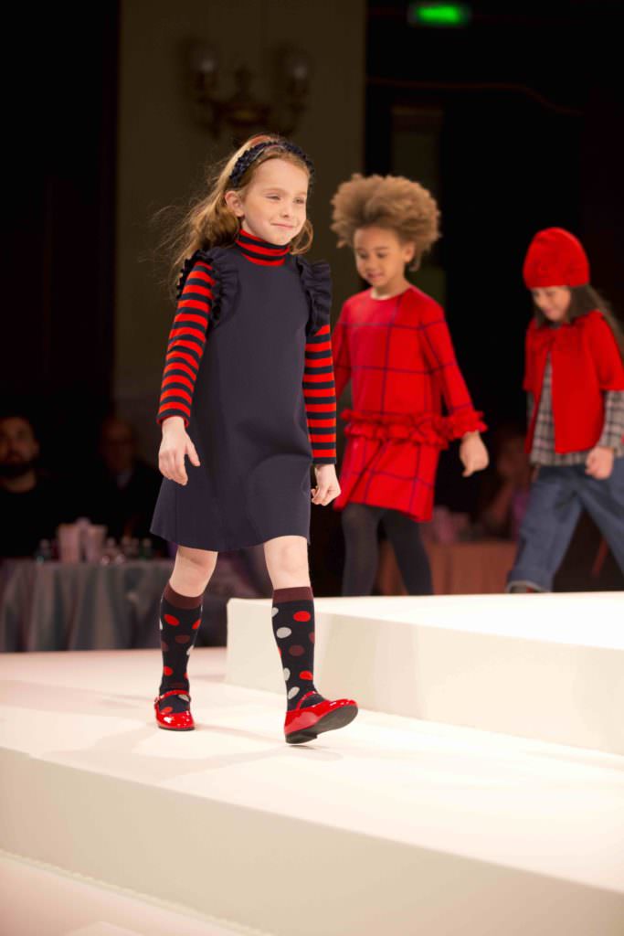 Graphic red looks for Il Gufo kids fashion in Italy for the winter 2017 season