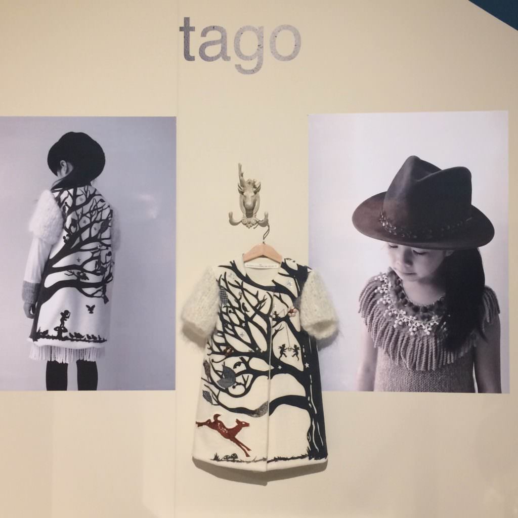 The label Tago from Japan had a stand out collection with this story tale wool coat at Pitti Bimbo kidswear trade show for AW17