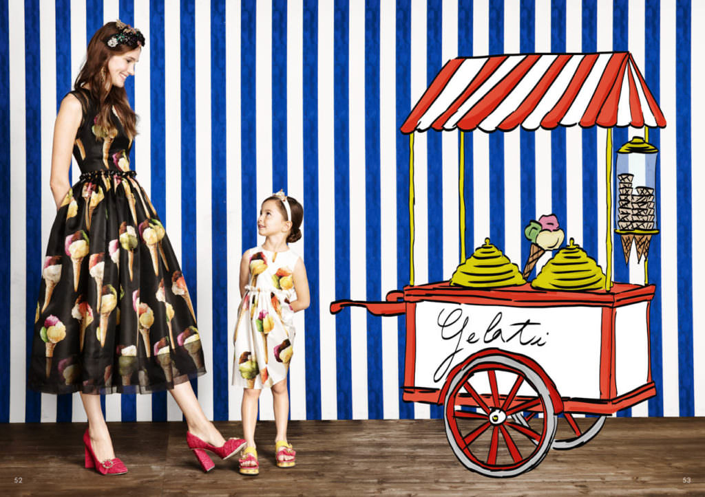 Always a highlight in Italy, the ice cream cart, Dolce & Gabbana Minime kidswear for summer 2017