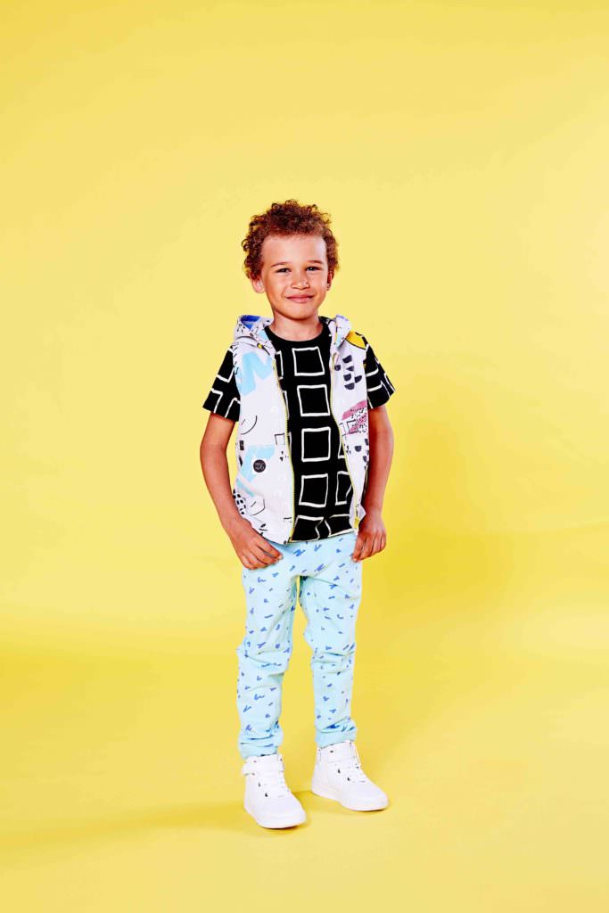 Boys share colours and prints with the girls at Mainio kids fashion spring 2017