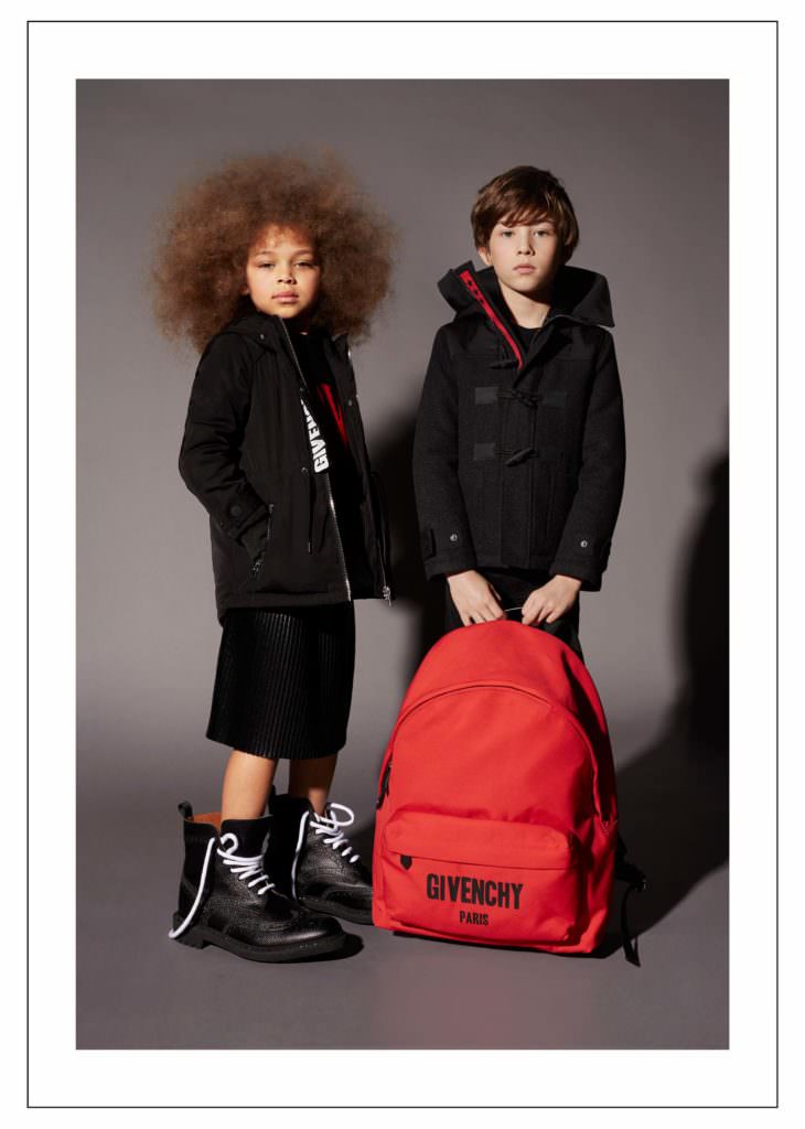 Oversized props accessorise the very cool Givenchy kids fashion collection new for fall/winter 2017