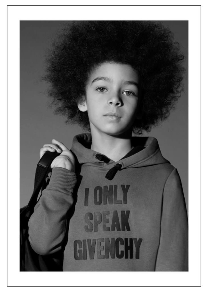 Graphic T-shirts with bold messages for boys at Givenchy Kids fall/winter 2017 collection 