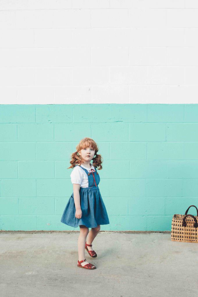 Vintage look kidswear by Milou & Pilou with classic bib style dresses for summer 2017