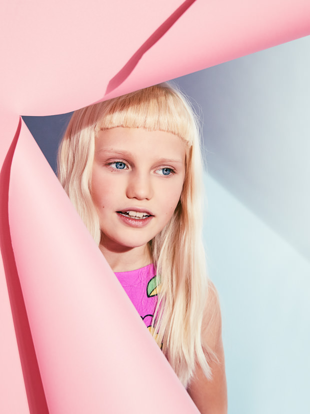 Summer kids fashion with pop bright colour at Moschino kidswear