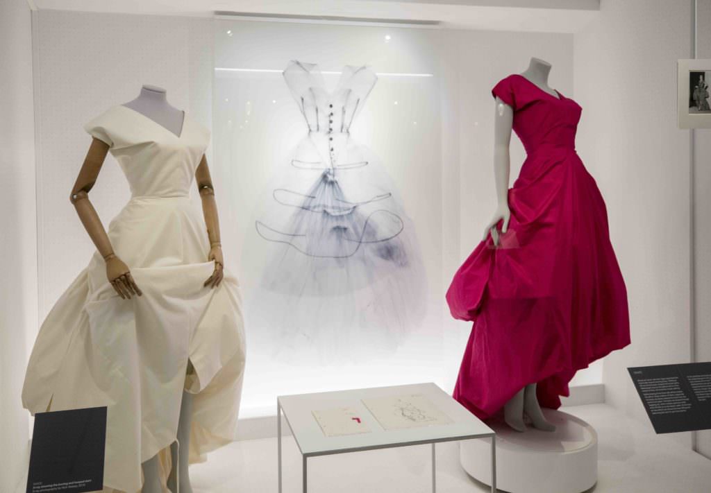 Balenciaga Shaping Fashion at the V&A showing one of the X-Ray photographs to reveal the inner workings of gowns by Nick Veasey