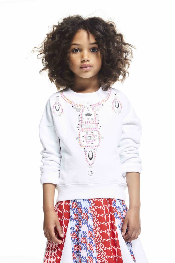 Jewelled pattern sweatshirt and graphic print skirt by Kenzo kidswear