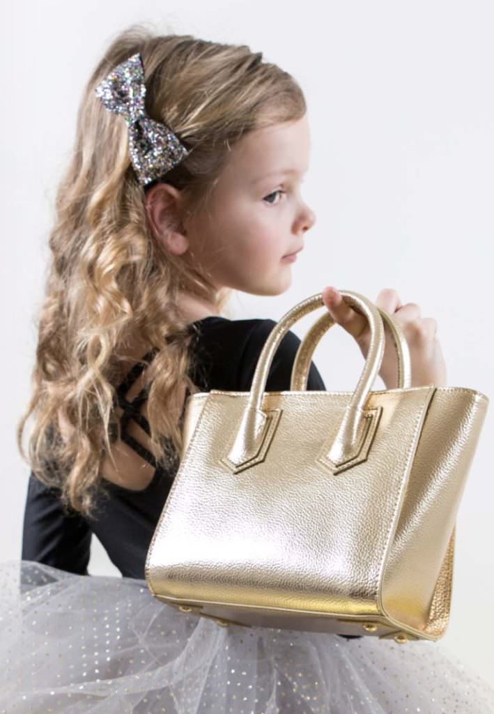 Chic gold bag from new British label Mimi & Lulu for kids fashion accessories