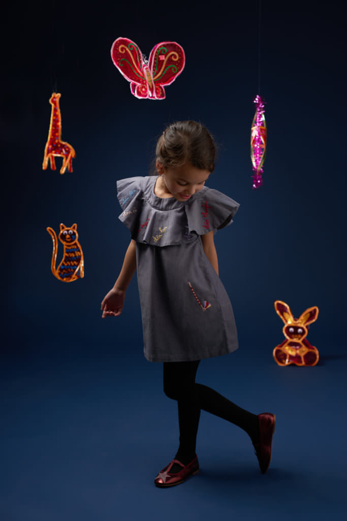 Frill collared girls dress by new label Hannah & Tiff for fall 2017 kids fashion