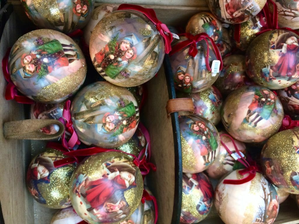 Victorian Xmas tree baubles at Petersham Nurseries for Holiday 2017