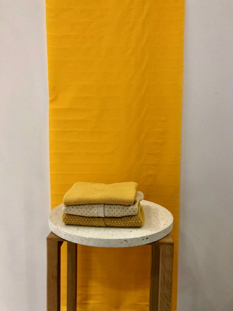 Bold gold knitwear and toddler chairs from Danish label Septembers at CIFF Kids