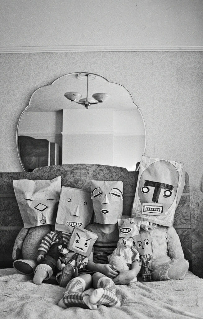 My favourite shot shows the toys with paper masks too