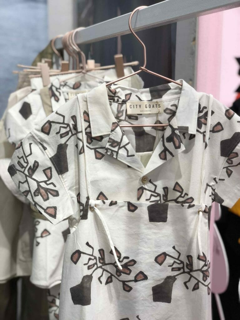 Cute apron dresses and dungarees in matching prints at City Goats for kidswear summer 2019