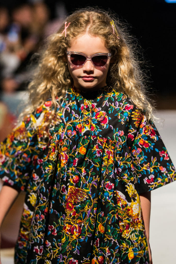 Bright prints by Koh Mabby, photo Santoshi Padhiar at Mini Mode London Kids fashion week.