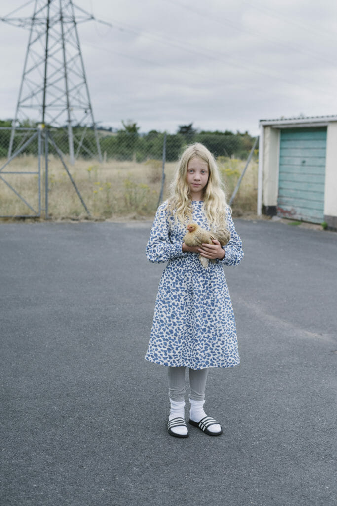 Paw print dress at Milk & Biscuits Down by the Farm collection for FW18 kidswear