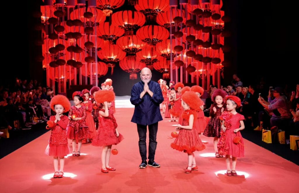Stefano Cavalleri on the catwalk representing Italy at the Shanghai fashion week show