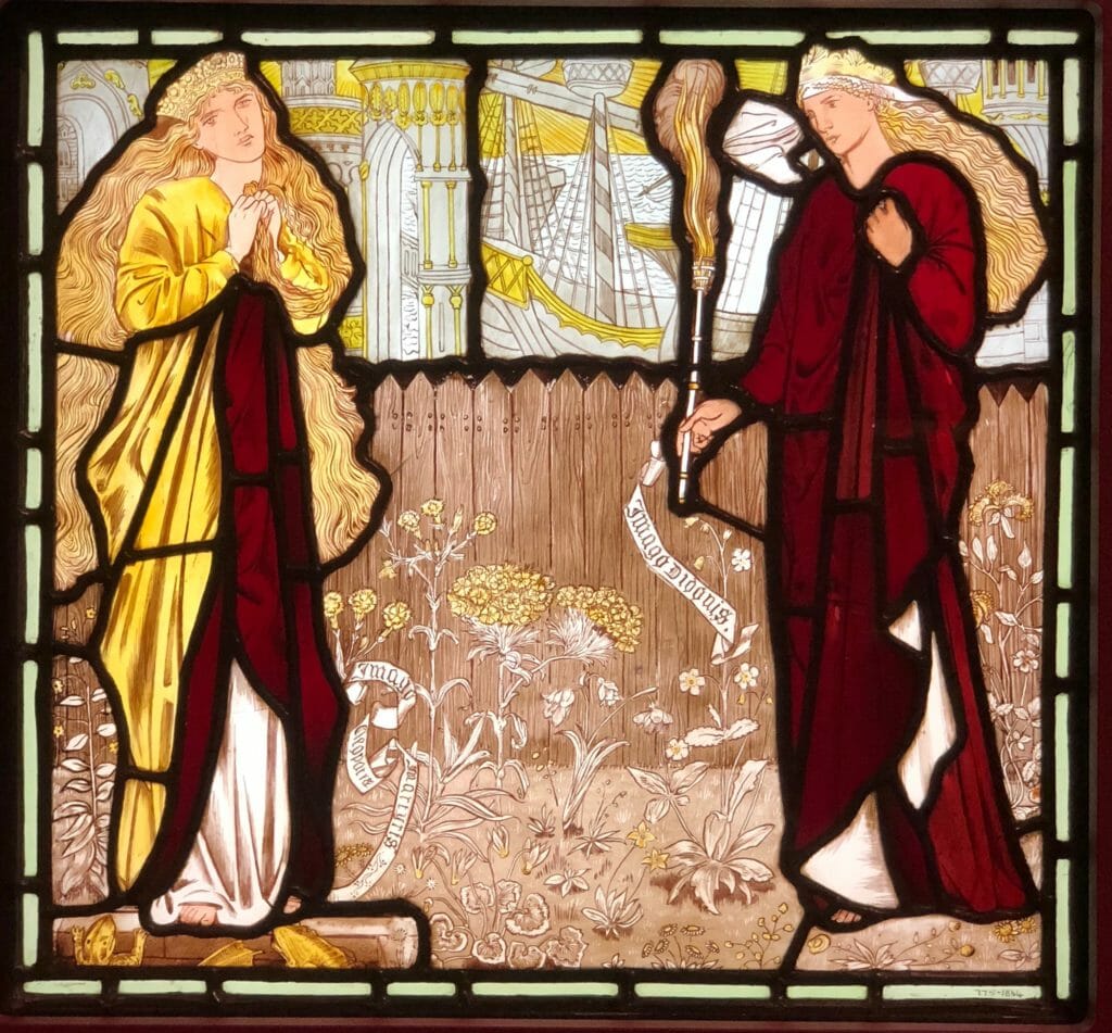 One of Edward Burn -Jones stained glass works at the Tate Britain retrospective from around 1863