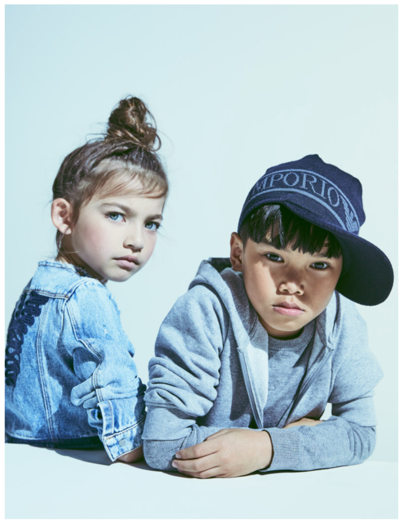 Emporio Armani incorporates the kids world with special denim pieces for winter 2018