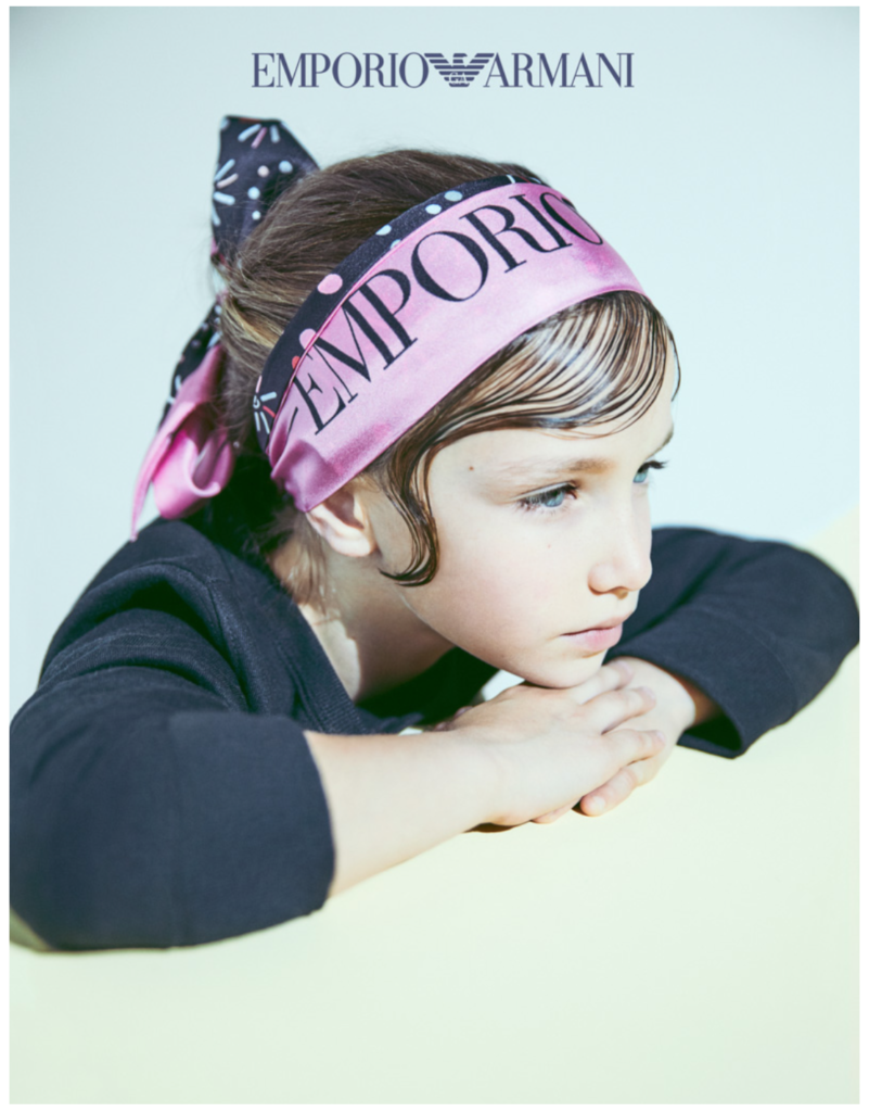 Logo scarves at Emporio Armani kidswear FW18