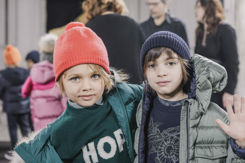 Backstage kids at Il Gufo FW19 Florence runway show