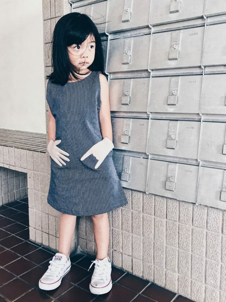 An updated version of Cavalier's special hand pocket dress for summer 2019 kids fashion