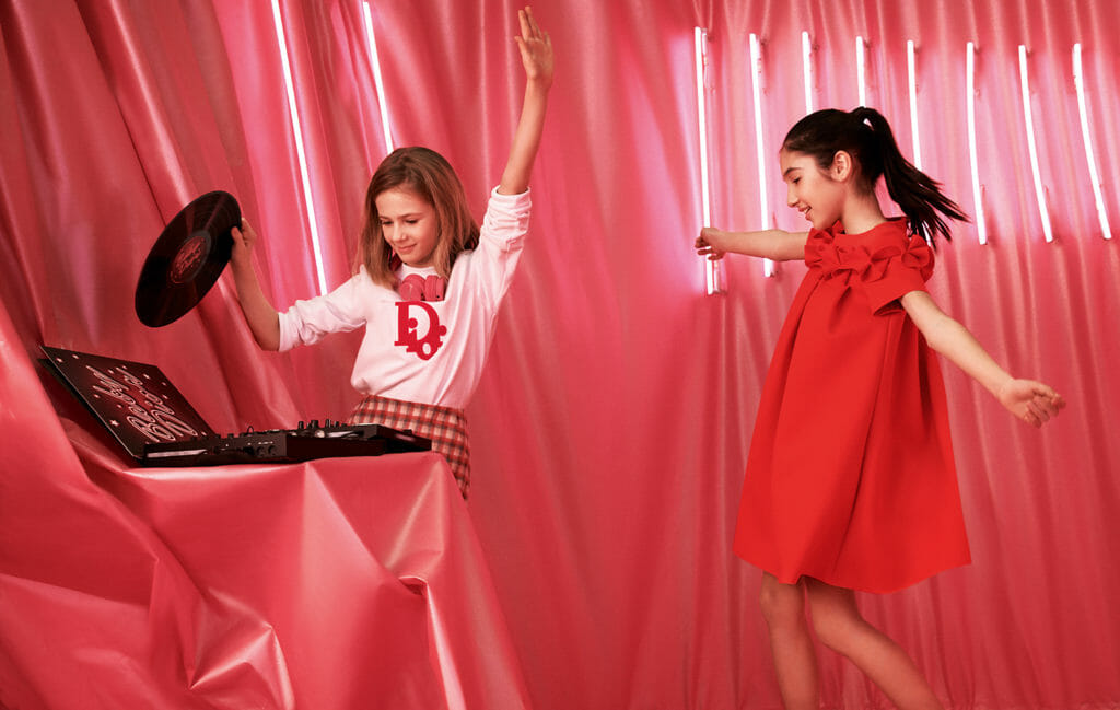Red captures the joy of party time at Baby Dior fall/winter 2019