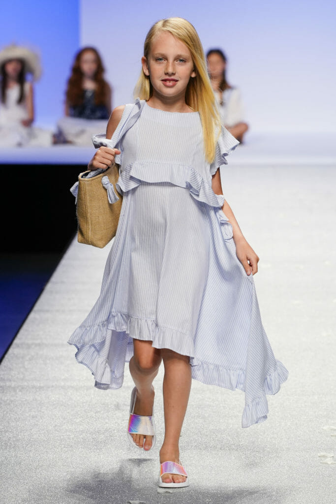 The dip back hem has been a popular trend at the Pitti Bimbo shows for SS20