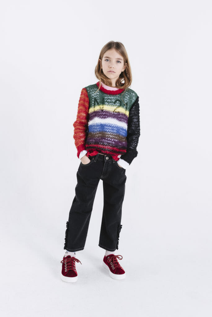 Retro look rainbow stripe sweater by N21 for girlswear winter 2019