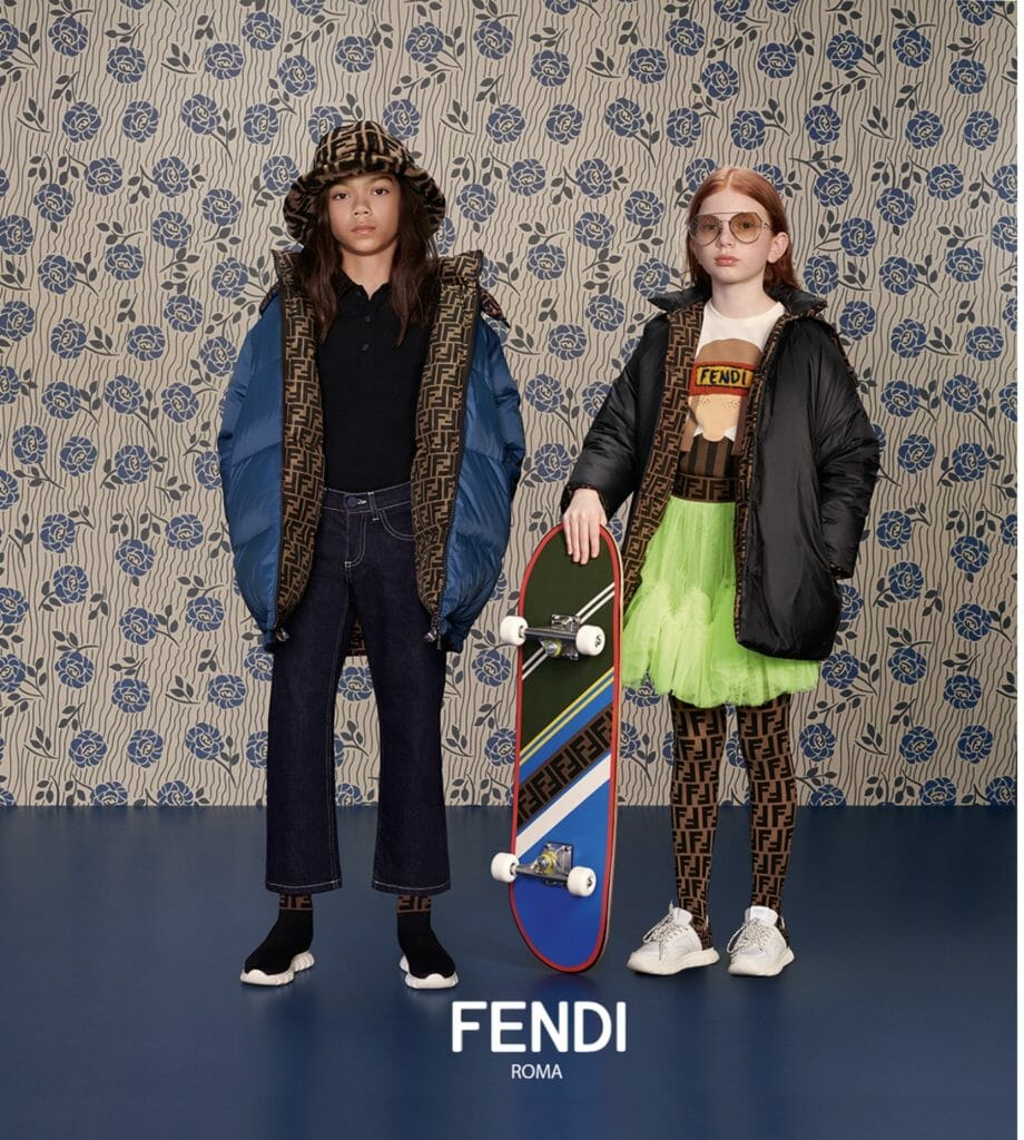 Logo lined jackets and tights for Fendi Kids fashion fall/winter 2019