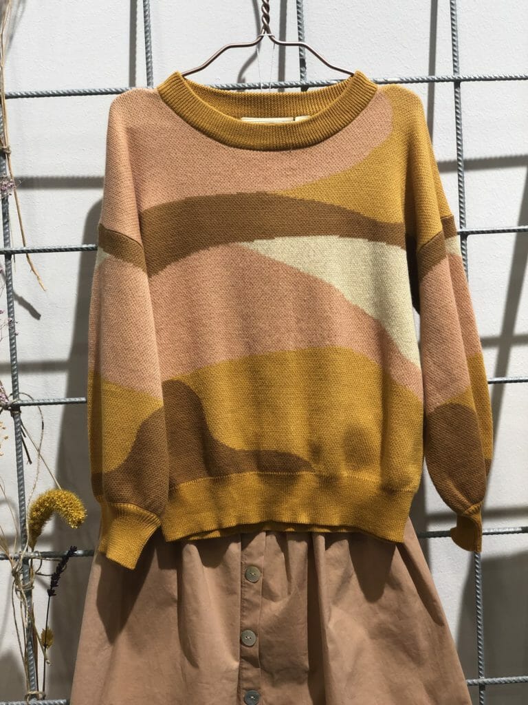 Abstract sweater at Soft Gallery who celebrated all things natural for spring 2020 kidswear