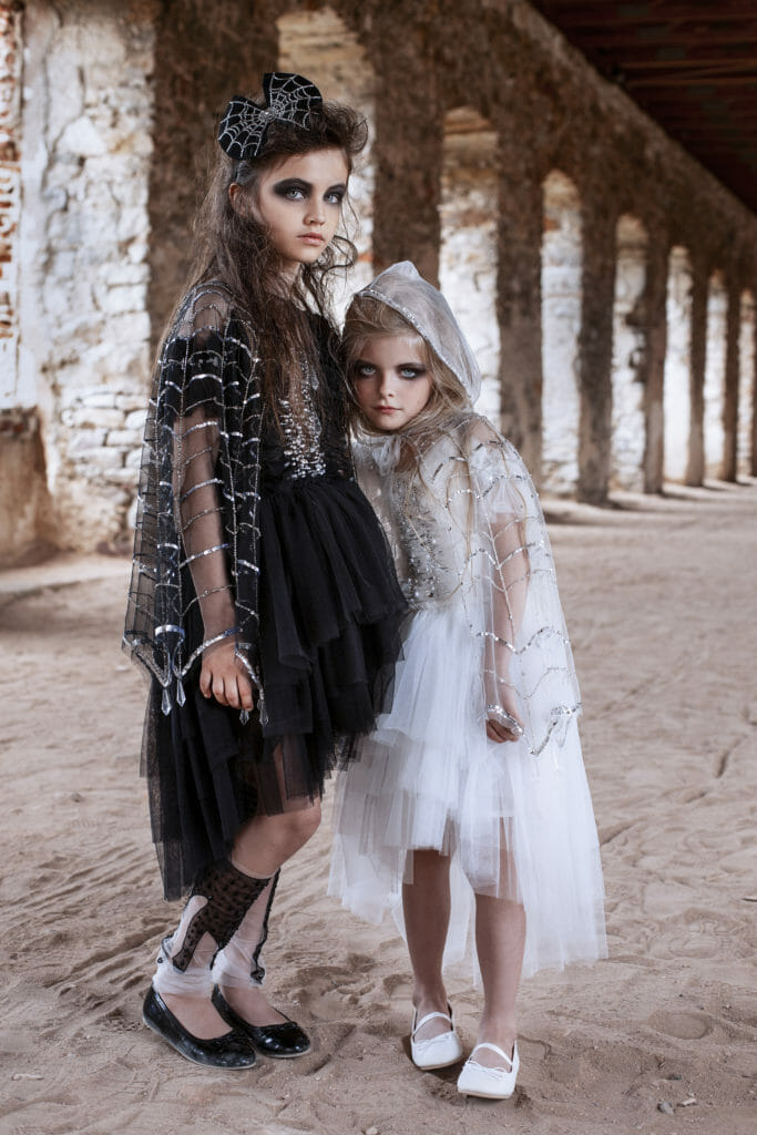 Sparkly cobweb capes from Tutu du Monde for Halloween 2019 girls fashion