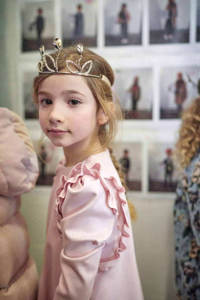 A delicate princess dress at Il Gufo kids fashion catwalk 