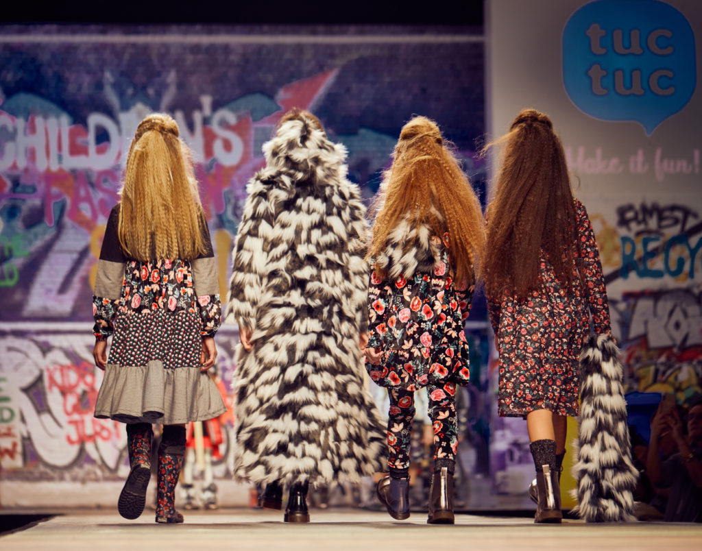 Tuc Tuc showed a mixed up funky vibe with black and white faux fur and dark floral prints