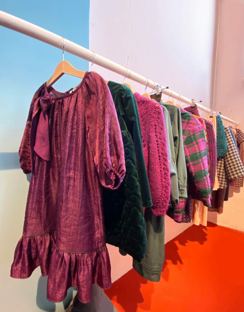 Purple and green was a favoured combination, here at Paade Mode for winter 2020 at Pitti Bimbo 90