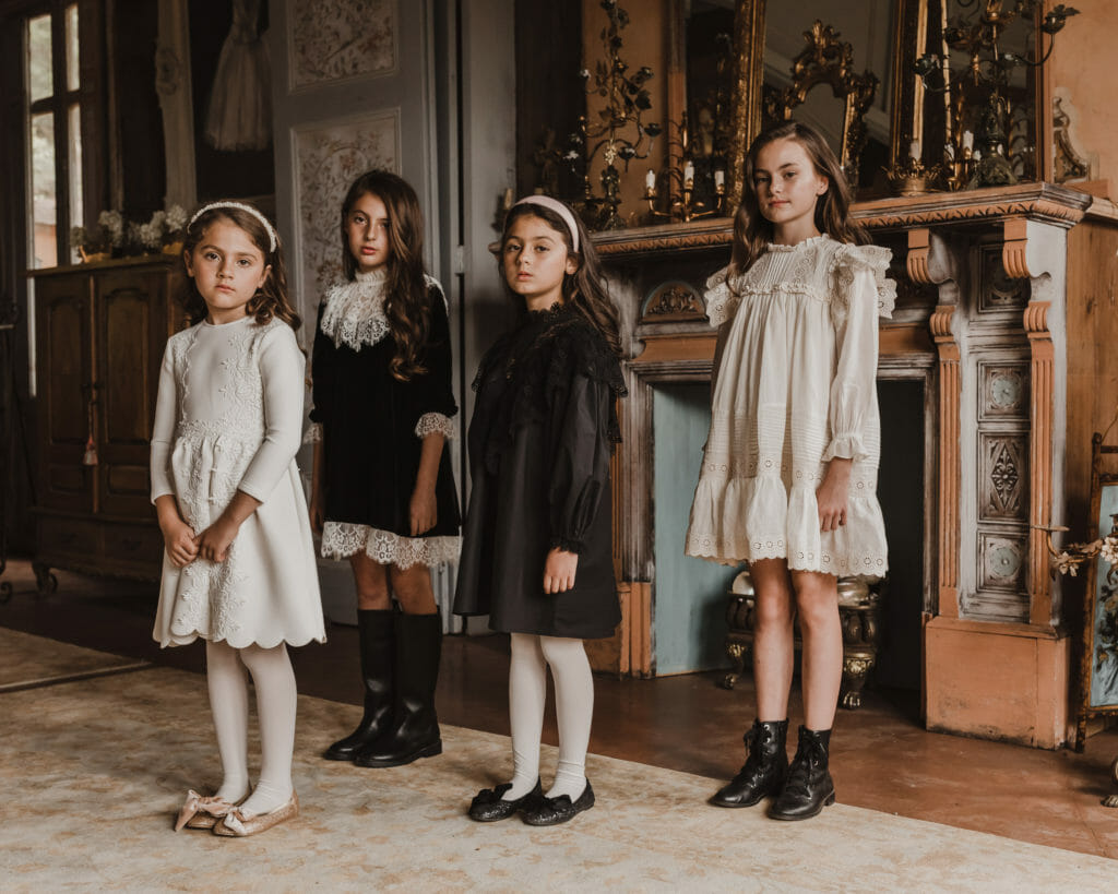 Softly styled kids party dresses at Petite Amalie for FW20.