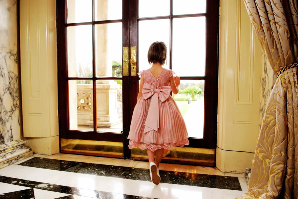 Mozambique Garnet dress back view from Little Emerald luxury kids fashion