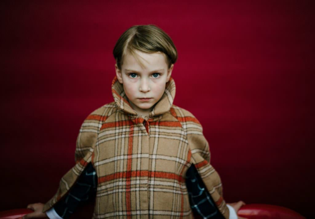 Circa 1980 with a checked jacket by Milk & Biscuits kids fashion fall 2017