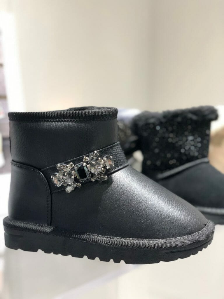 Rhinestone decorations on boots at Liu-Jo for FW18 at MICAM