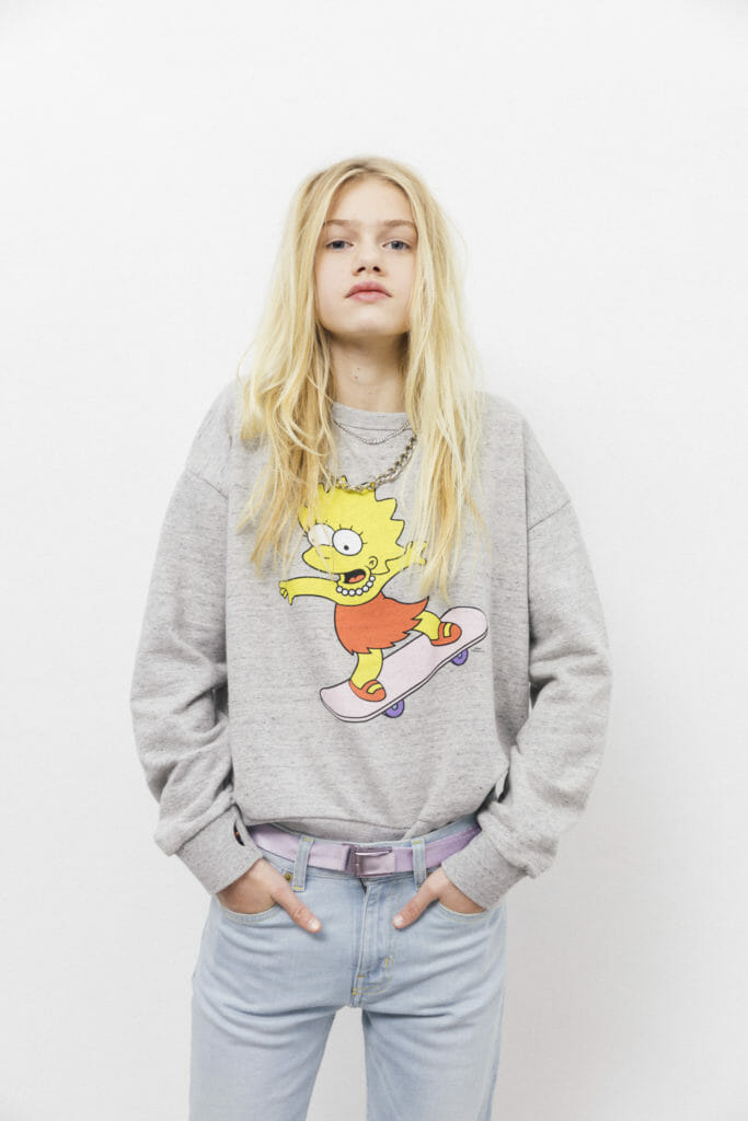 Cool teen style sweat with Lisa Simpson at Finger in the Nose for spring/summer 2018