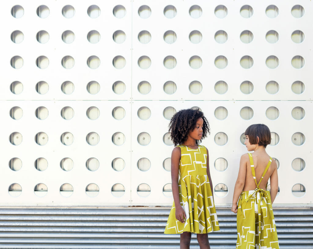 Geometric prints inspires the girls fashion at Motoreta kidswear for summer 2018