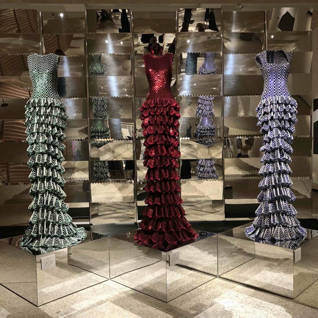 These knitted dresses are the final dresses Azzedine worked on before his sad death at 82 in November last year