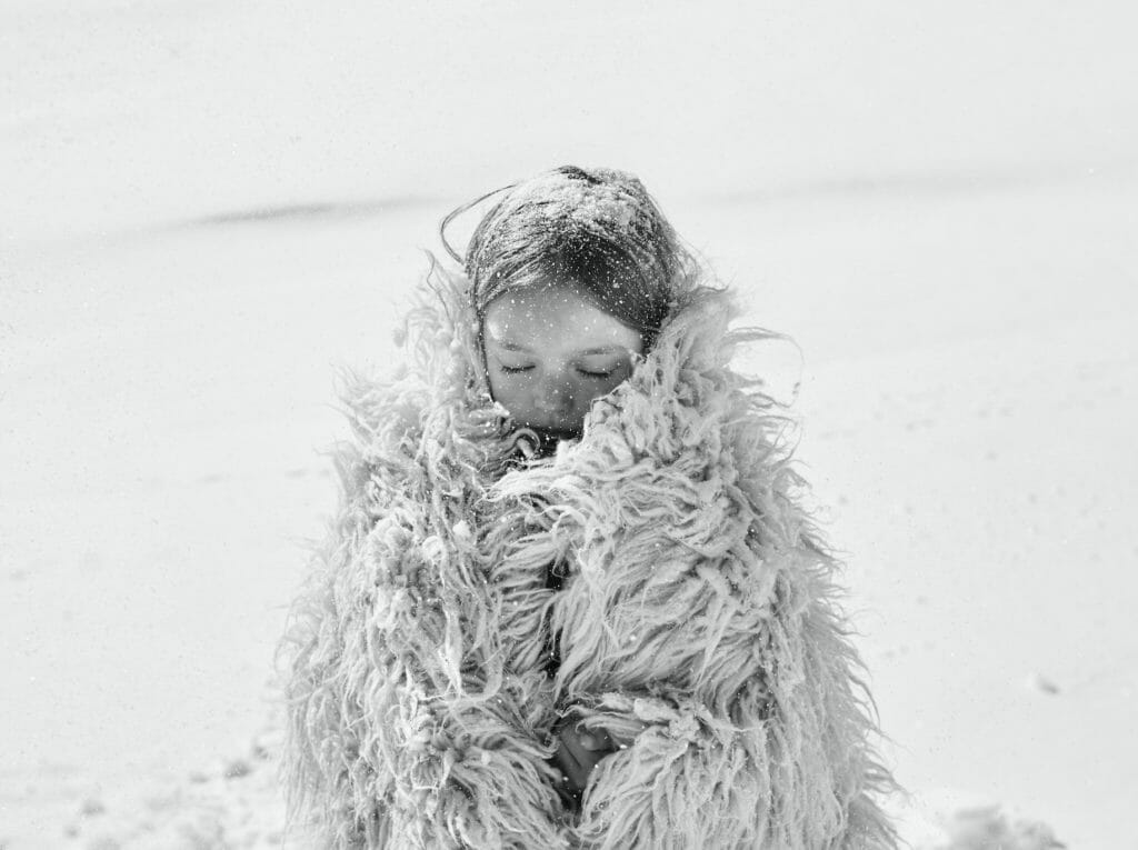 Shaggy faux fur from Il Gufo for their Arctic Wonderland collection FW18 kidswear