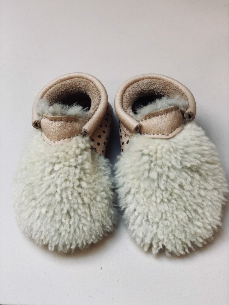 The sweetest sheepskin bootees at Amy & Ivor who show in season because of copying so these are for FW18