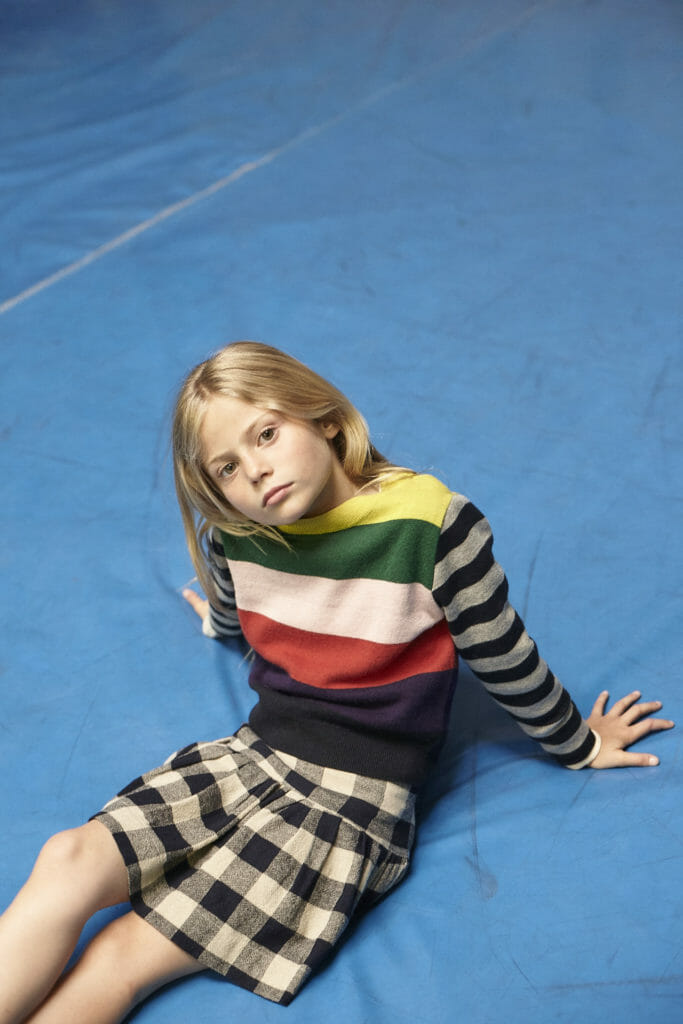 Plaid and stripe mix up at Bellerose girlswear 2018
