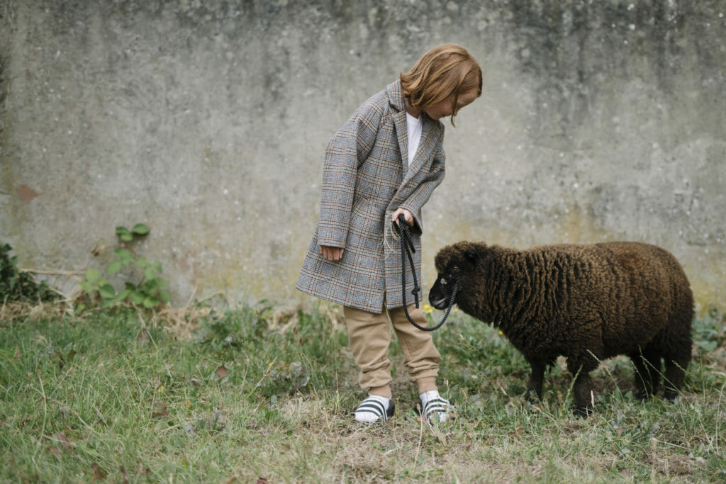 Down by the Farm shoot for Milk & Biscuits kidswear with a gorgeous plaid check coat
