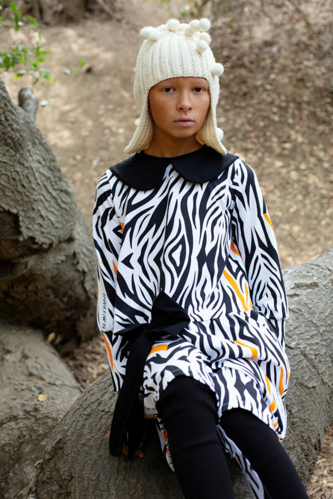 The Zebra dress with Gala hat from EFVVA winter 2019 collection for girls