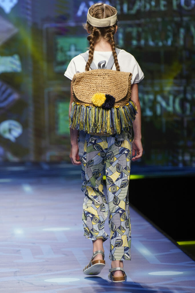 Fringed backpack, plaits and graphic print at Mayoral for girlswear spring/summer 2020