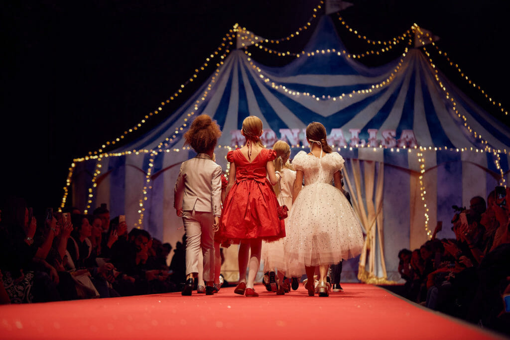 Monnalisa FW20 circus kids catwalk in all its glory with the couture dress collection
